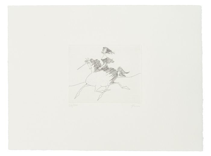 Jungfrau auf Einhorn, 1988

Radierung, 12 x 15 cm (Blattgröße 29,5 x 39 cm), gerahmt
25/200, signiert und nummeriert 

Ausrufpreis: 190,-