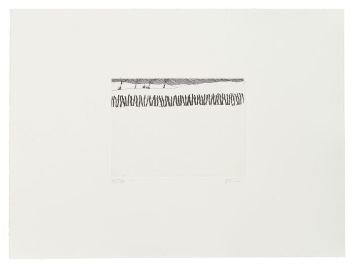 Winterzaun, 1990

Radierung, 12 x 16 cm (Blattgröße 29,5 x 39 cm), gerahmt
31/200, signiert und nummeriert 

Ausrufpreis: 190,-